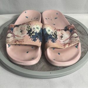 Ted Baker London Women’s Pink Floral Slide Sandals Size 38 (US 7.5-8)
